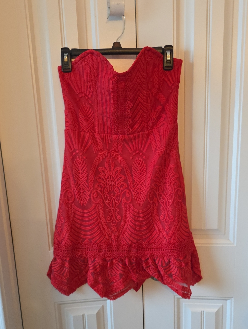 Forever 21 Strapless Red Lace Fit & Flare Dress
